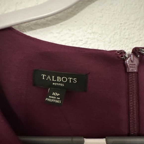 Talbots Merlot Burgundy Sheath Dress with Pleated Hem 10p NWT - Picture 3 of 4